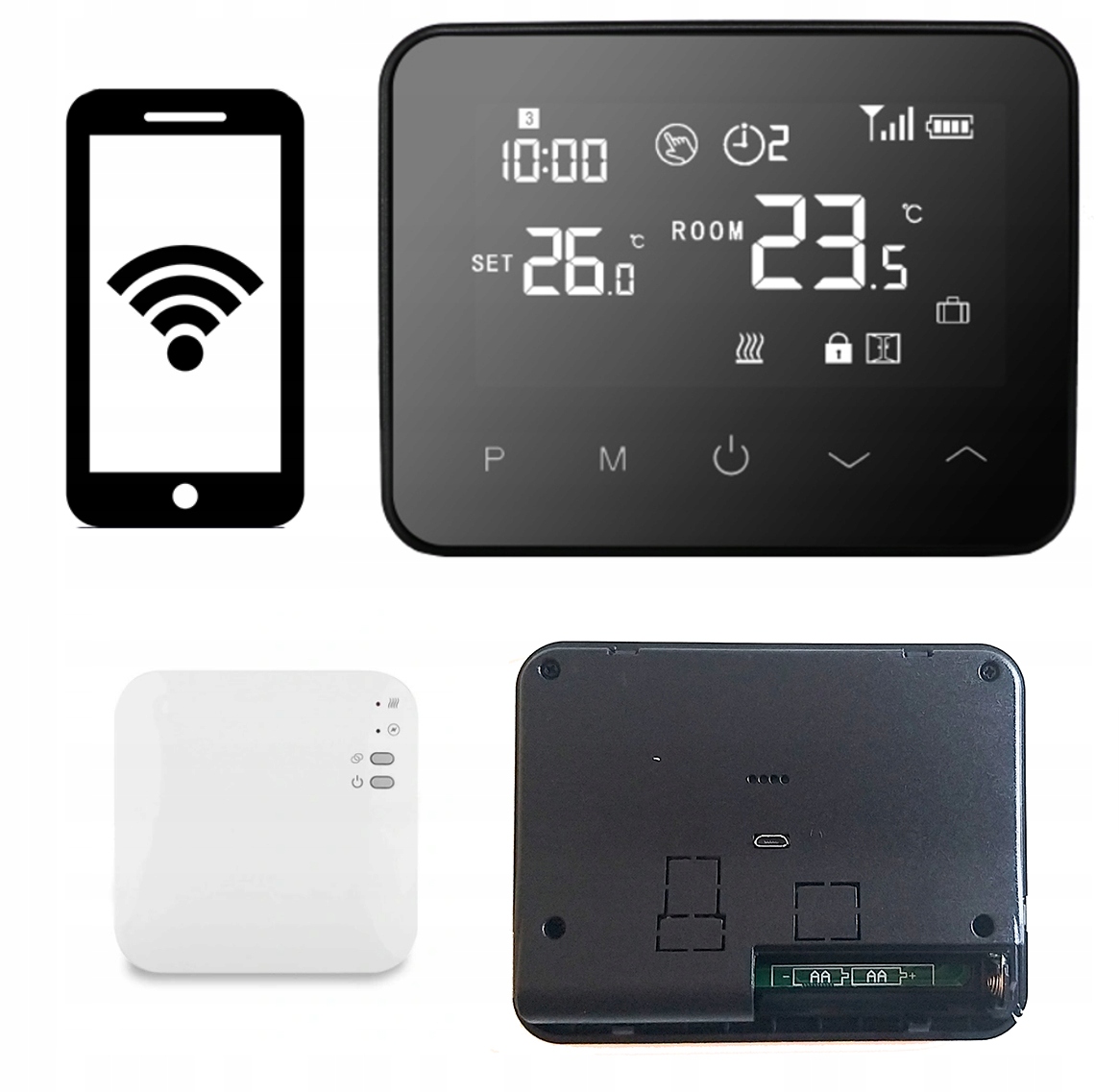OVLÁDAČ TEPLOTY BEZDRÔTOVÝ WIFI TERMOSTAT s FUMO nabíjačkou